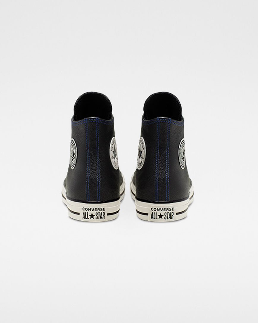 Women's Converse Tumbled Leather Chuck Taylor All Star High Top Shoes Black / Royal | AU C0351H